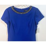 Ellen Tracy  Royal Blue Midi Shift Dress Chain Neckline Size 12P NWT Photo 2