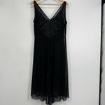 Amanda Smith Womens Black Sequin Dress Size 14 Semi Sheer Witchy Goth LBD Photo 7