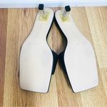 Good American Black Satin Rhinestone Kitten Heel Slide Square Toe Size 7 New Photo 6