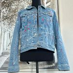 Levi's Premium Womens Paint Splatter "Doritos" Cotton Blend Denim Jacket Photo 2