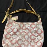 Coach  Pink and Cream Patterned Shoulder Bag Photo 1