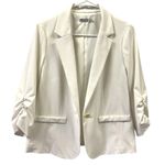 Eliza J  3 Quarter Ruched Sleeve One Button Faux Pocket Blazer Jacket Womens M Photo 6