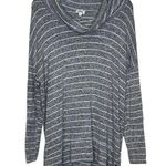 BKE Women's Sweater Top Slouchy Striped Cowlneck Long Sleeve Stretch Gray Medium Photo 0