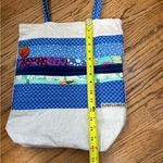 Boho Quilted And Stitched Canvas Art Deco Tote Bag Blue Photo 6