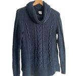 CAbi Cable Knit Cowl Turtleneck Sweater Fisherman Preppy Navy Blue Size XS 3168 Photo 0