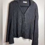 Roommates  Black Textured Stretch V-Neck Button Down Women’s Shirt Sz M EUC Photo 0