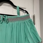 Caribbean Joe Size M Off the Shoulder Tie Neck Mint Green Pink Embroidered Dress Photo 3