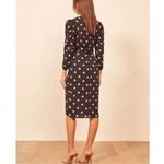 Reformation  polka dot Black/cream Puff shoulder long sleeve Wrap Dress NEW Photo 4
