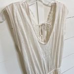 ZARA Collection Ecru 100% Linen Open Lace Back Dress Elastic Waist, Tie Back - S Photo 3