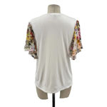 Generation Love  White Jersey Modal Tee‎ Floral Sleeves Size XS Photo 5