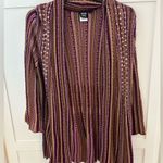 Vintage Sharon Young Purple and Green Striped Cardigan Size L Photo 0