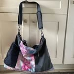 Athleta gym overnight bag duffle travel medium black and pink and purple Photo 14