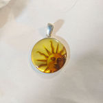 Sun Pendant Sterling Silver Yellow Orange Resin Inlay 925 Thailand Bonus 34 Inch Photo 6