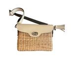 Sea And Grass Crossbody Basket Weave Purse with Tassel Charm Tan Tan Photo 2