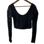 Mink Pink Black Lace Crop Top Long Sleeve Photo 0