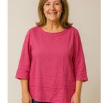 Ali Miles Shirt Womens Large Pink 3/4 Sleeve Textured Pullover Casual Tunic Top Photo 0