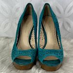 Enzo Angiolini 5 for $25| Sully Perforated Suede High Heels Teal Peep Toe Size 9 Photo 1