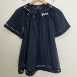 Zimmermann - Short Sleeve Laser Cut Embroidered  Black Blouse Business Career Photo 2