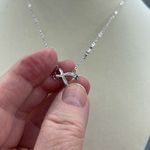 A.U. Ribbon and Hope Rhodium plated CZ necklace. Silver Photo 5