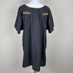 Liliana Cruz Hand Embroidered Blouse Top Womens 2X Black Floral Mexican Short Sl Photo 5