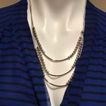 Vince Camuto striped Black & Blue long sleeve blouse, dress shirt with tie. SZ M Photo 1