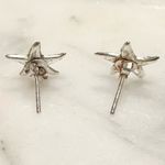 Sterling Silver Turquoise Rhinestone Starfish Stud Earrings Crystals Sparkle Blue Photo 3
