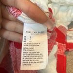 American Eagle  Red And White Oversized Hooded Flannel Size S Photo 3