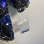 Papell Boutique Evening XL Black Blue Sequin Beaded Silk Tunic Party Cocktail Photo 2