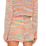 Something Navy  Pastel Rainbow Sweater Shorts Rainbow SMALL Crochet Italian $115 Photo 1