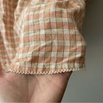 Old Navy Smocked Plaid Puff-Sleeve Babydoll Top Size Large Pink Beige Cream Photo 5