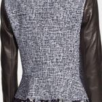 Theory Tweed Moto Jacket Kinde
Leather Sleeves Asymmetric Zip Size 2 Photo 5