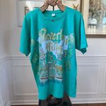 Vintage Beverly Hills Rodeo Dr OSFM Glitter Bling Maximalist Teal Tshirt Green Size undefined Photo 2