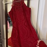 Missguided Red Lacey Party Mini Bodycon Dress Photo 4