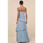 Lulus Jehona Dusty Blue Pleated Tiered Maxi Dress Long Formal A Line Small NWT Photo 2