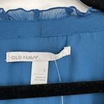 Old Navy NWT Y2K Flutter Sleeve Blue Short Sleeve Blouse Sheer Lace Gauzy Small Photo 2