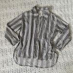 Past Life The Collective Striped Open Front Button Down Shirt Black/White (XS/S) Black Photo 1