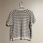 Alex Mill Zoe Polo Sweater in Stripe Ivory and Navy Size Medium Blue Photo 2