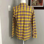Eddie Bauer  Womens Yellow Red Blue Plaid Cotton Flannel Button Down Shirt large Photo 1