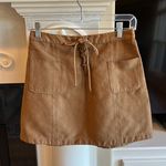 Hollister Faux Suede Skirt Mini Warm Tan Womens 3 Lace Up Rodeo Wedtern Photo 0