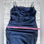 Aritzia Wilfred Only Ruched Slip Satin Midi/Mini Dress Navy Blue Medium Photo 10