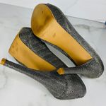 ZARA Silver Sparkly Bow High Heels- Size 37- 4.5 Inch Heels Photo 7