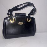 Vintage Black Patent Leather Old Money Minimalist Classic Top Handle Bag Purse Photo 2