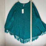 Catherines NWT  Fringe Poncho Top Size‎ 2X Teal Green Fringe Layering Boho Casual Photo 7