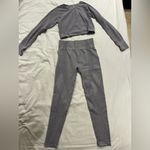 Gray Long Sleeve Crop Top and Leggings Set Size XS Photo 1