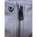Lamarque Beige Cropped Leather Jacket with Short Sleeves, Small Silver Photo 5