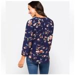 Fun2Fun Stitch Fix Top Small Navy Floral Blouse 3/4 Sleeve NWOT Blue Photo 1