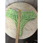 Green High Waist Daisy Print Bikini Bottom with Ruffle Detail – Size small Green Photo 5