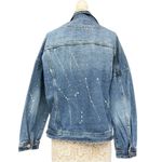 O&O Blue Paint Splatter Cropped Denim Jacket Size Large Casual Denim Jacket Photo 5