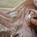 Saylor  Blush Pink White Lace High Neck Mini Dress Size Small Photo 4