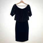 Kate Spade Shoshanna Women's Black Off Shoulder Lace Draped Sheath LBD Party Dress Size 4 Photo 1